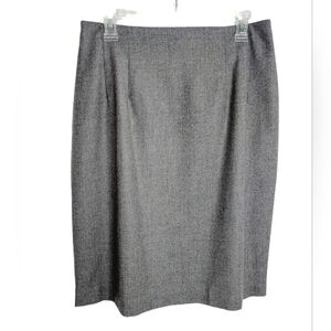 Vintage Adolfo  100% Wool Pencil Skirt Size 14 Pleated Front Lined Back Zip EUC